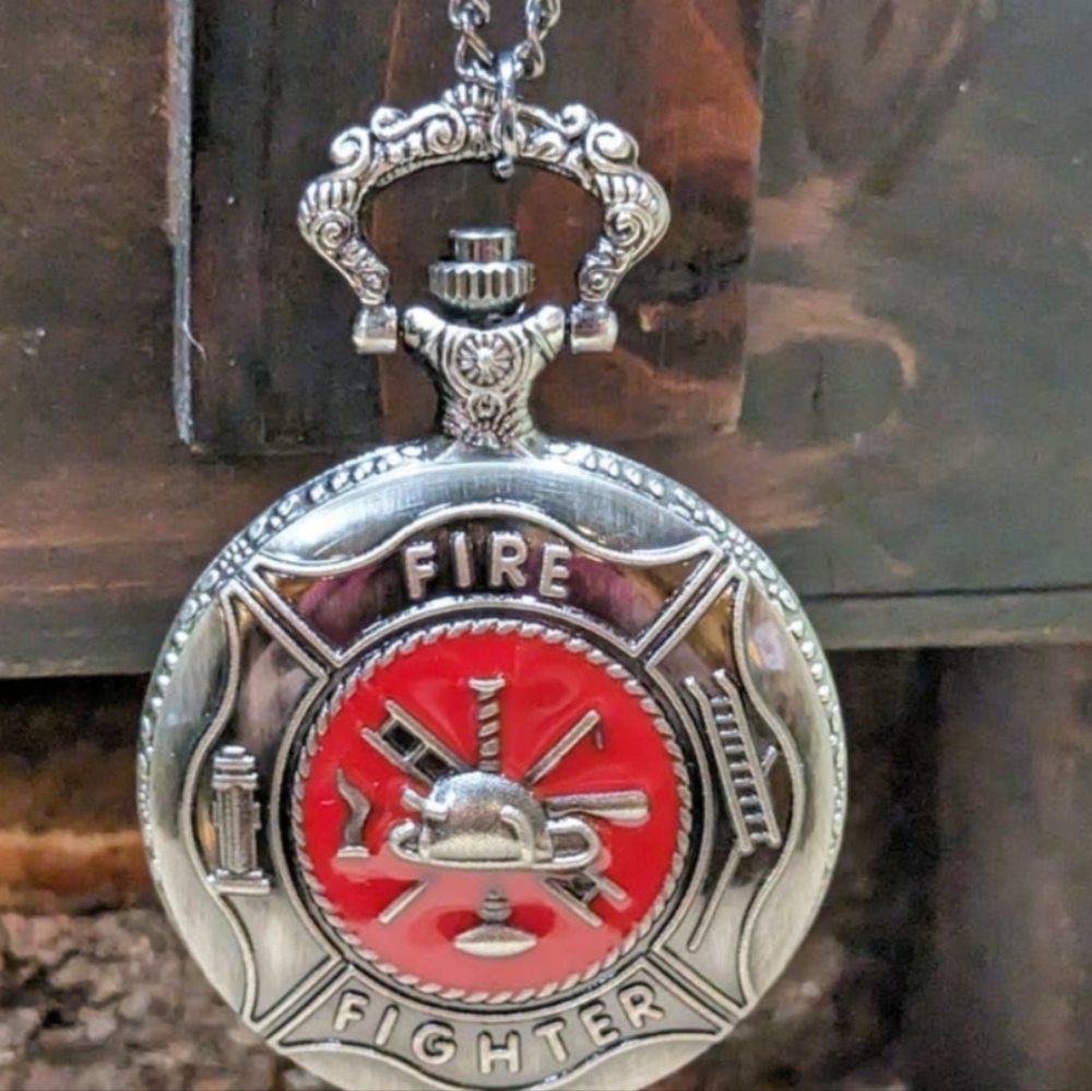 Fire fighter Fireman Quartz Pocket Watch